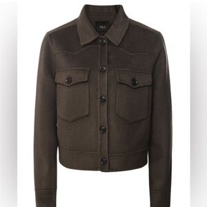 Rails Easton Wool Blend Crop Jacket in Olive Green